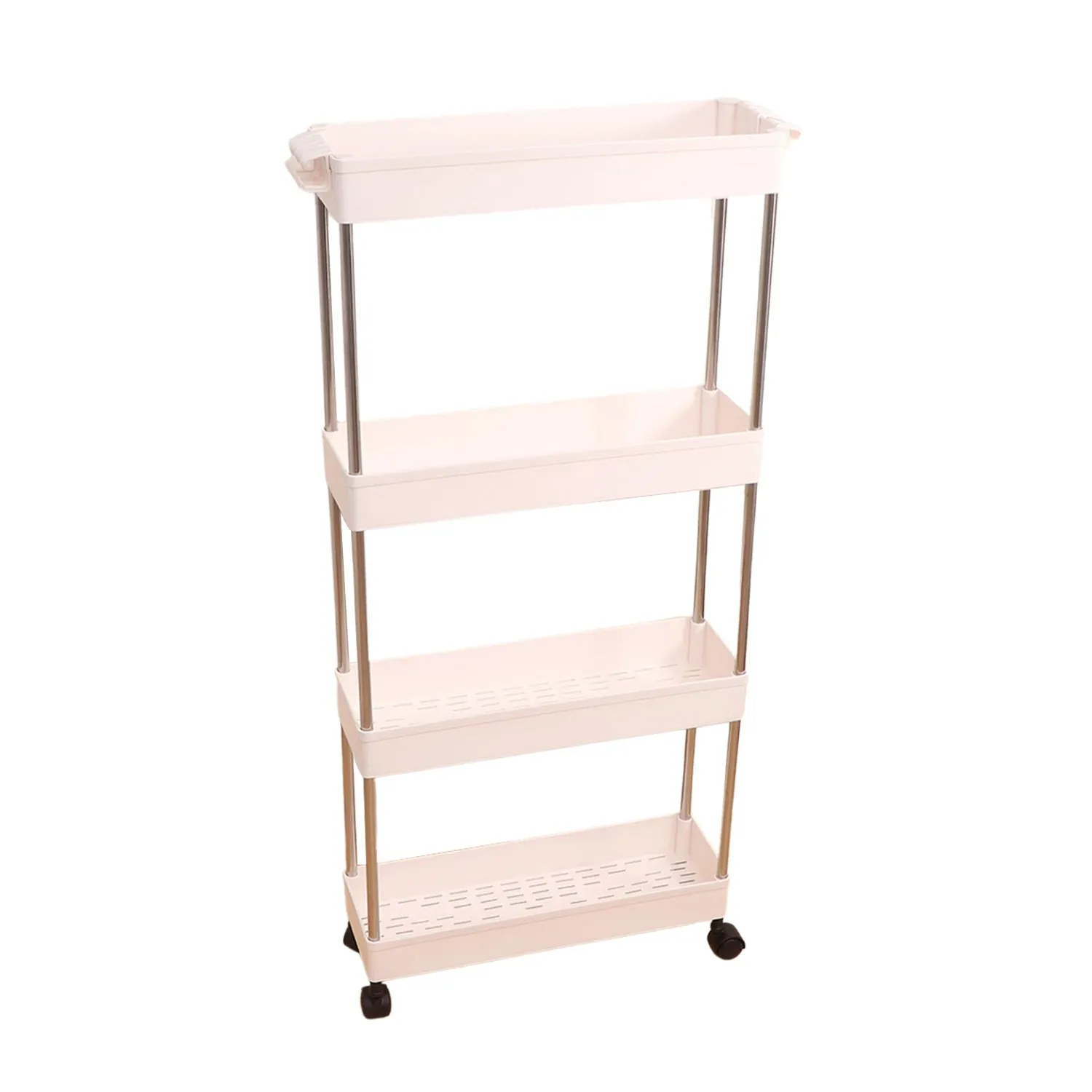 2156 Plastic 4 layer folding trolly Storage Organizer for Kitchen Storage Rack Shelf Trolley Rack with Caster Wheels (4 LAYER)