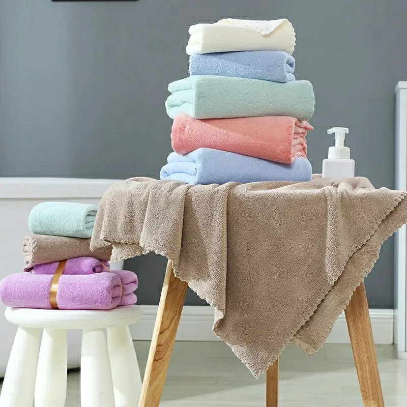 2Pcs Luxury Super Large Towel Set High Absorbent Soft - ( Bath Towel   Face Towel )