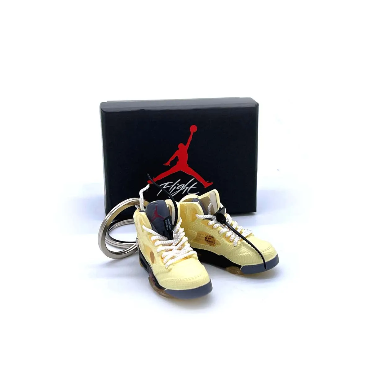 3D Sneaker Keychain- Air Jordan 5 Off-White Sail Pair