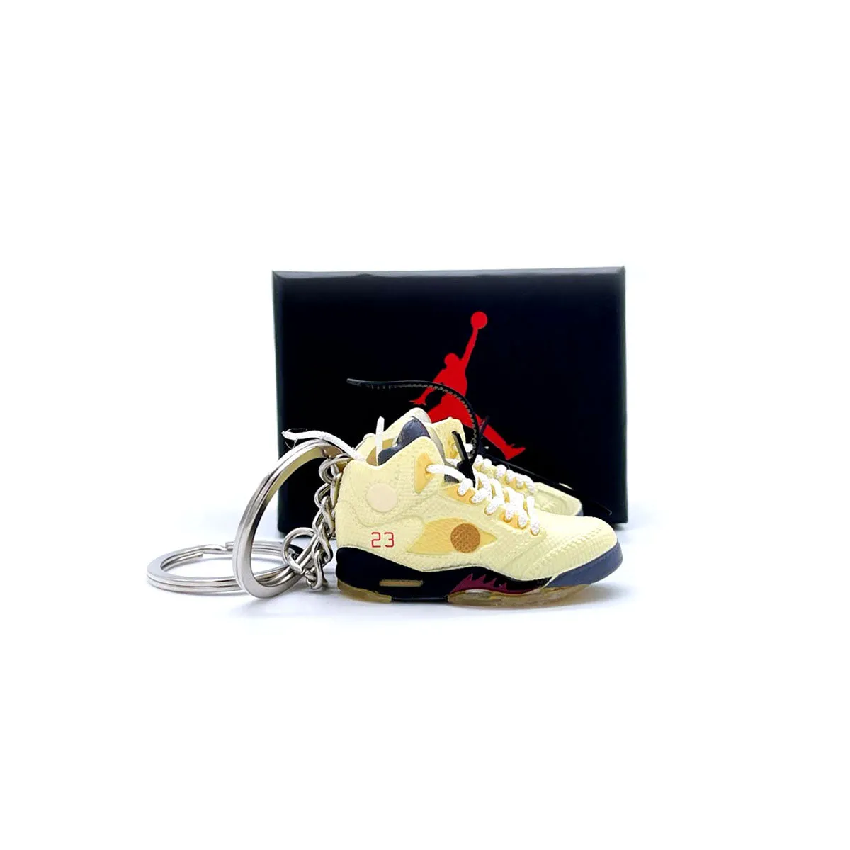 3D Sneaker Keychain- Air Jordan 5 Off-White Sail Pair