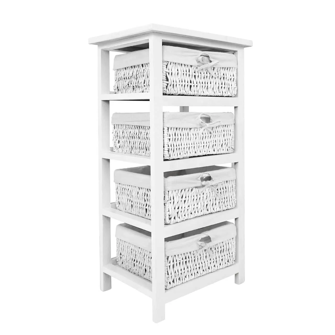 4 Maize Baskets White Storage Unit