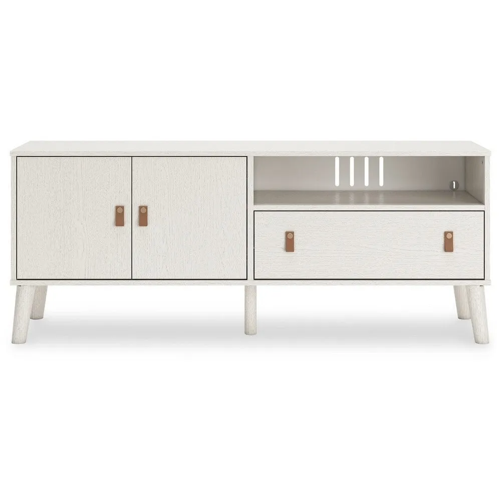 59 Inch TV Media Entertainment Console, 1 Drawer, 2 Cabinets, Antique White By Casagear Home