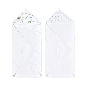 aden   anais Essentials Hooded Towel - 2 Pack - Dino Jungle