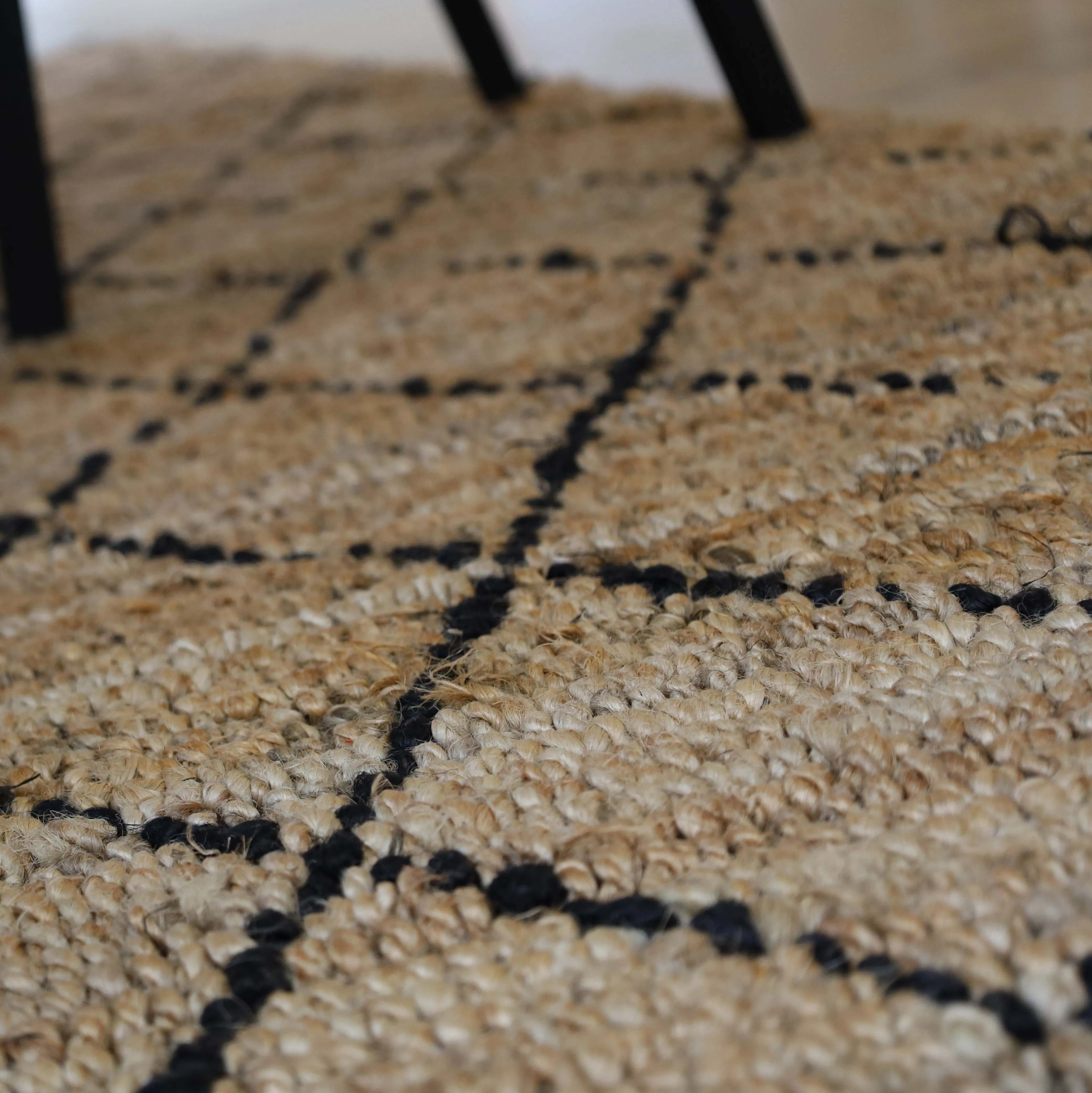 Anant Black and Natural Diamond Jute Area Rug