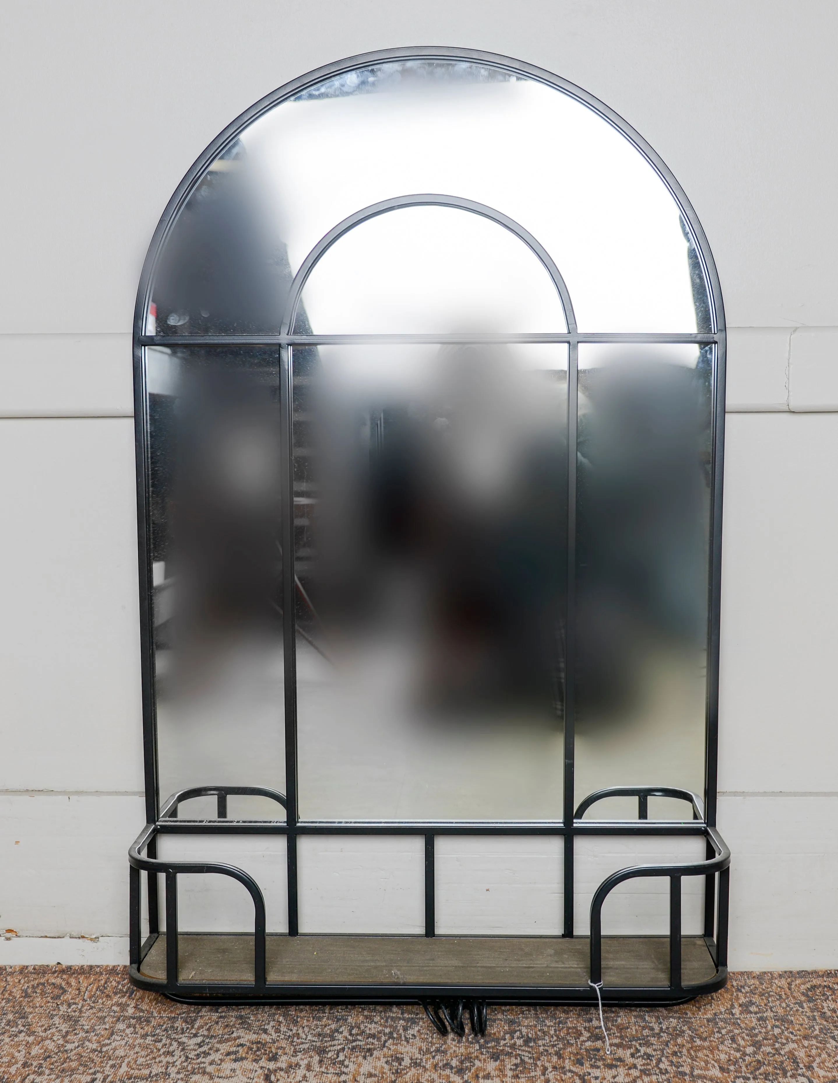 Arch Mirror with Shelf & Hooks