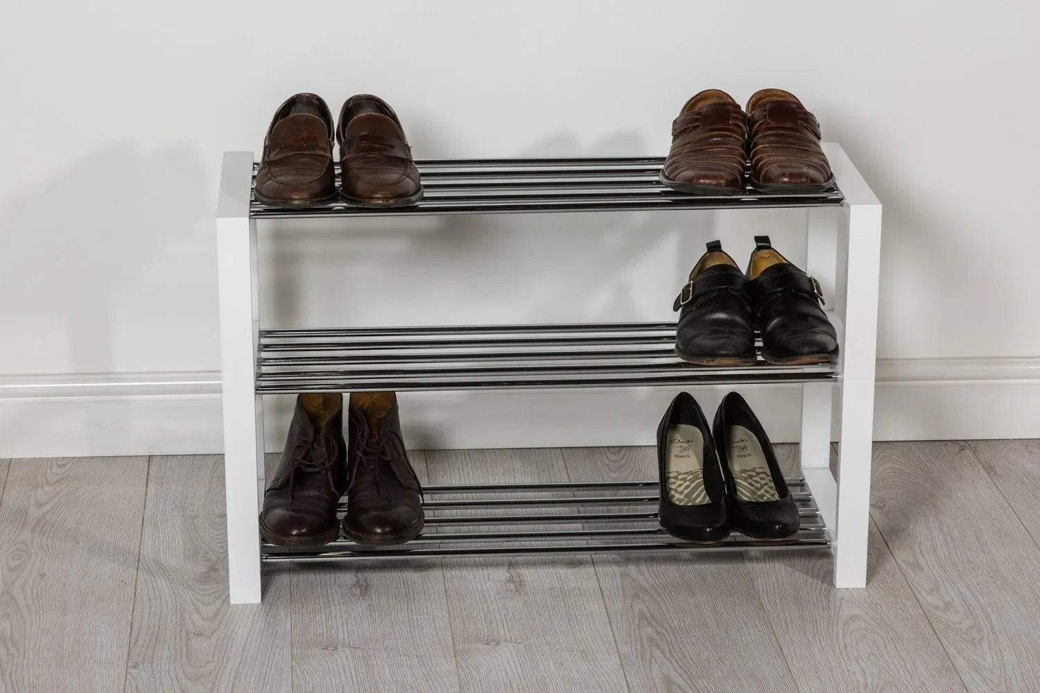 Aspect 3-Tier Wooden Frame Shoe Rack-White