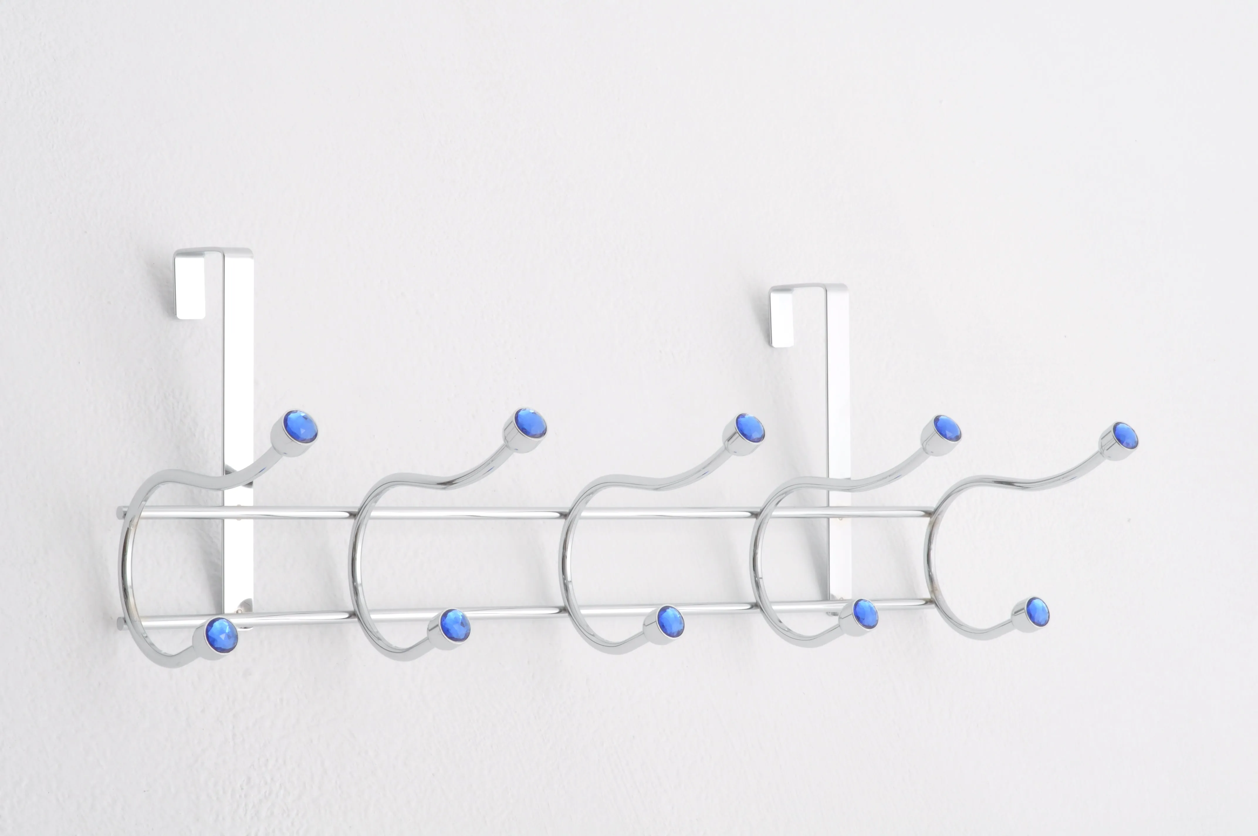 ASPECT Over Door Hook / Coat Hat Hanger-Chrome Frame 10 Hot Blue Acrylic Hooks