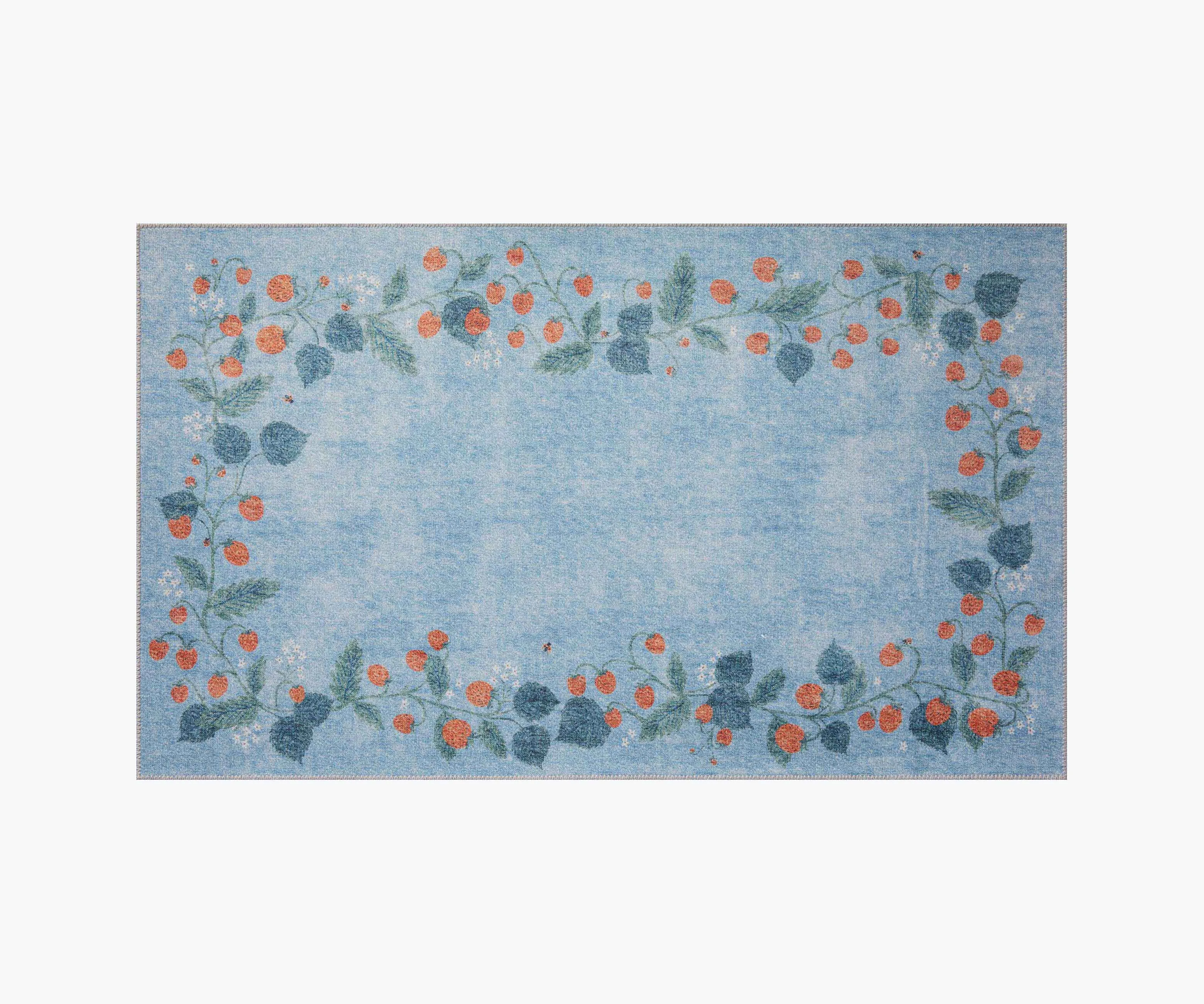 Atelier Strawberries Non-Slip Rug - Periwinkle