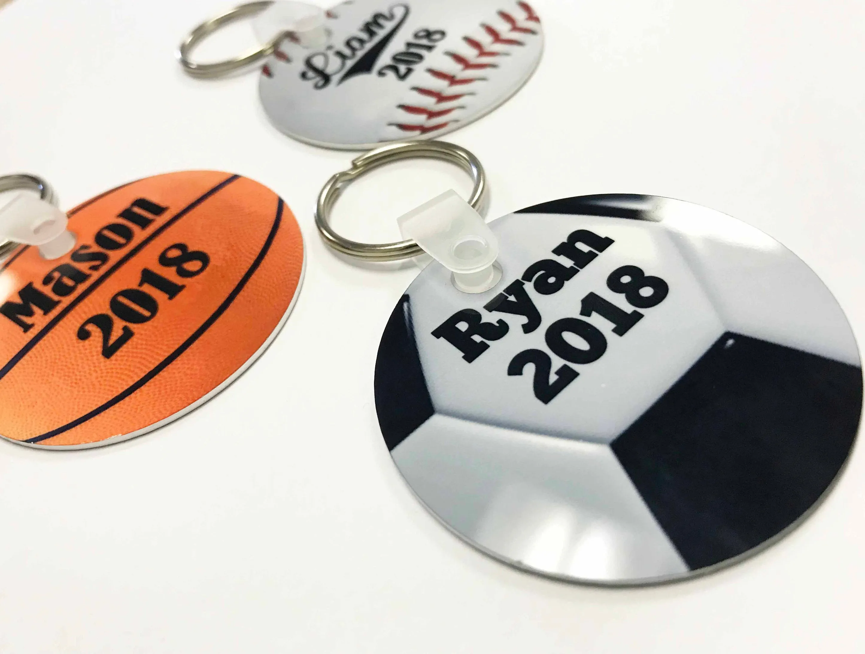 Basketball, Soccerball, Baseball Keychains