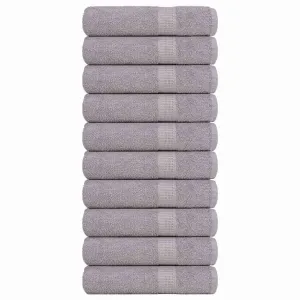 Bath Towels 10 pcs Grey 100x150 cm 360 gsm 100% Cotton