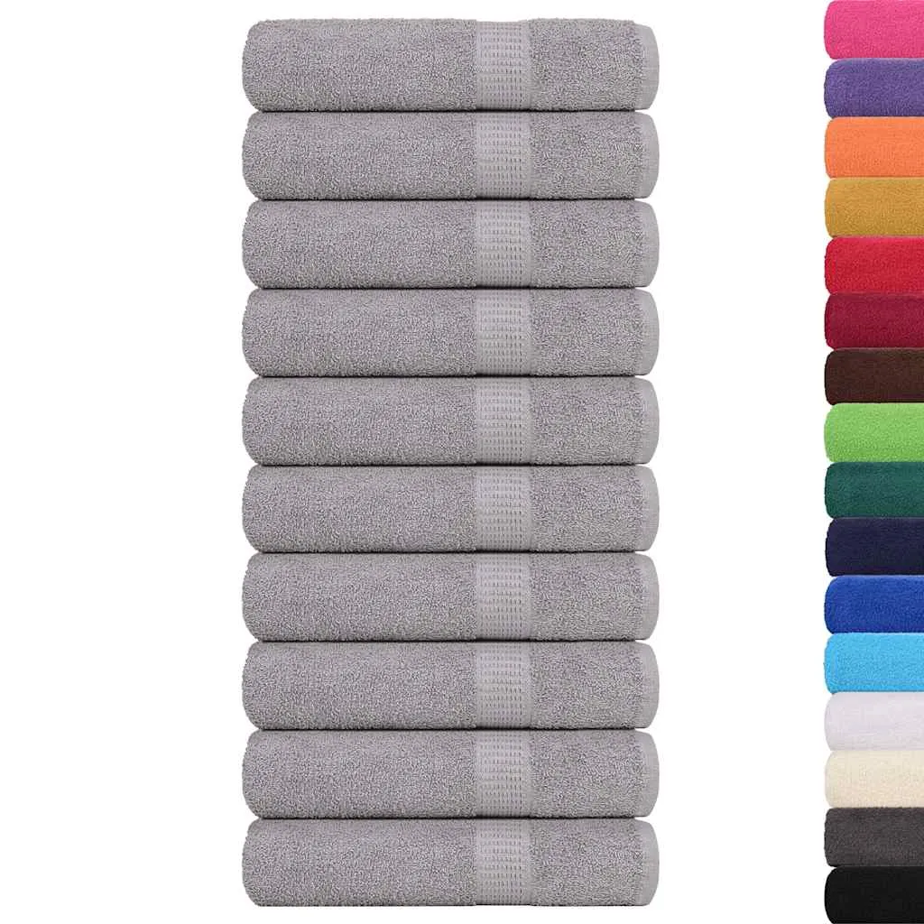 Bath Towels 10 pcs Grey 100x150 cm 360 gsm 100% Cotton