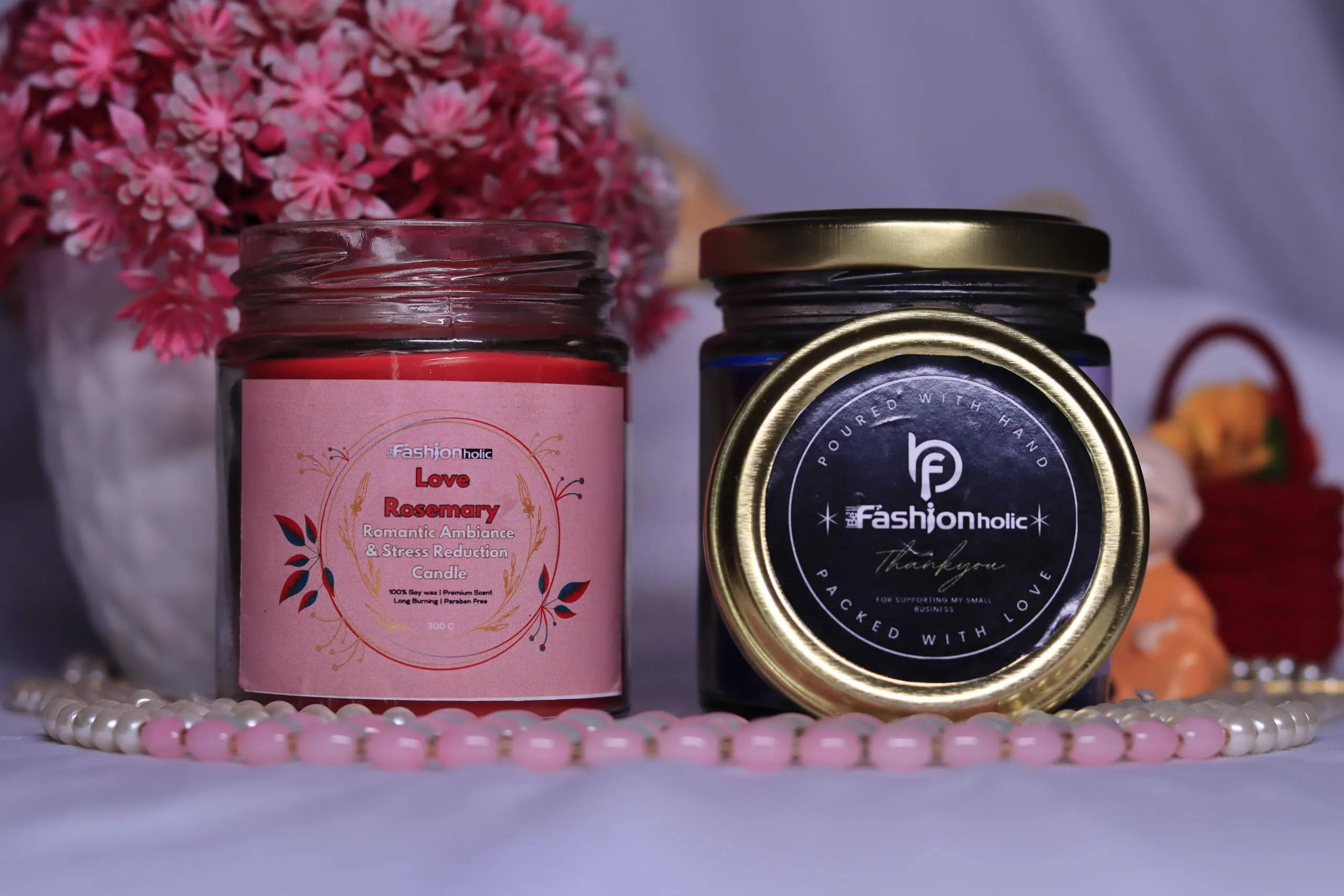 Be Fashionholic Jar Scented Candles Soy Wax 4 X 300gms Each, Scented Aromatic Fragrance of Lavender, Lemongrass, Rose, Chocolate (100% Natural Wax)- Handcrafted, Best Gift & Candles for Home