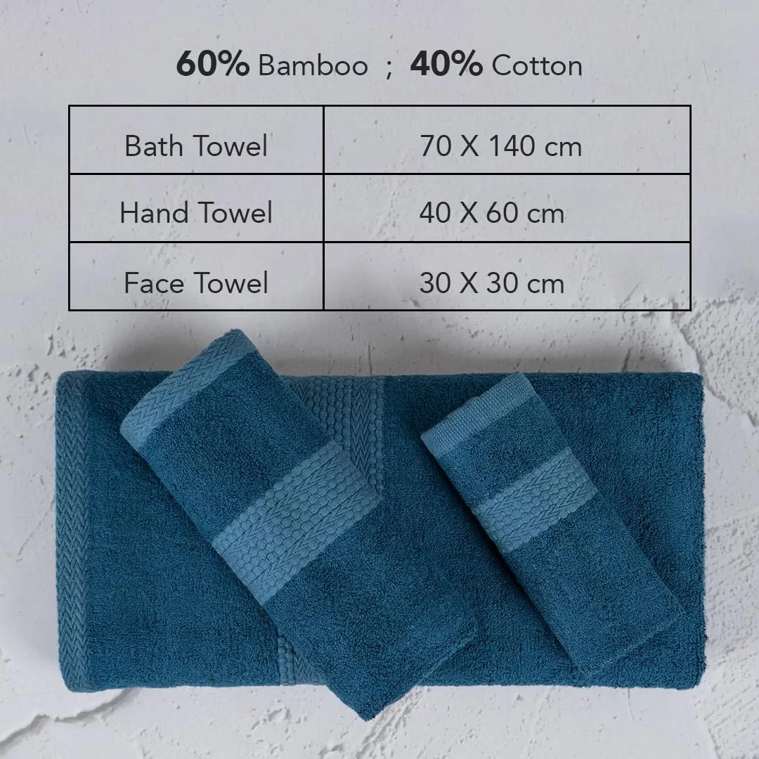 BePlush 3 Piece Towels Set | Ultra Soft, Highly Absorbent, Anti Bacterial (Bath Towel, Hand Towel and Face Towel) Perfect as a Diwali/House Warming/wedding (Gift Box : Aqua Marine Blue)