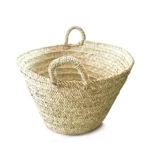 Bohemia Design Woven Palm Leaf Basket Natural