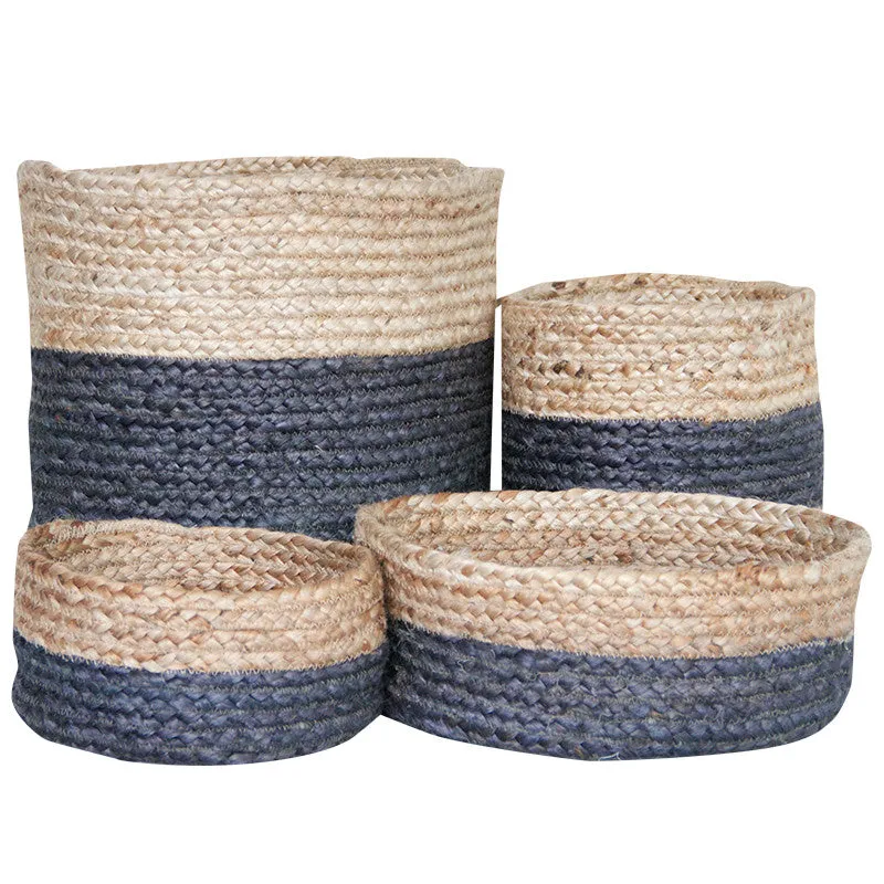 CHARCOAL / NATURAL JUTE BASKET - LARGE