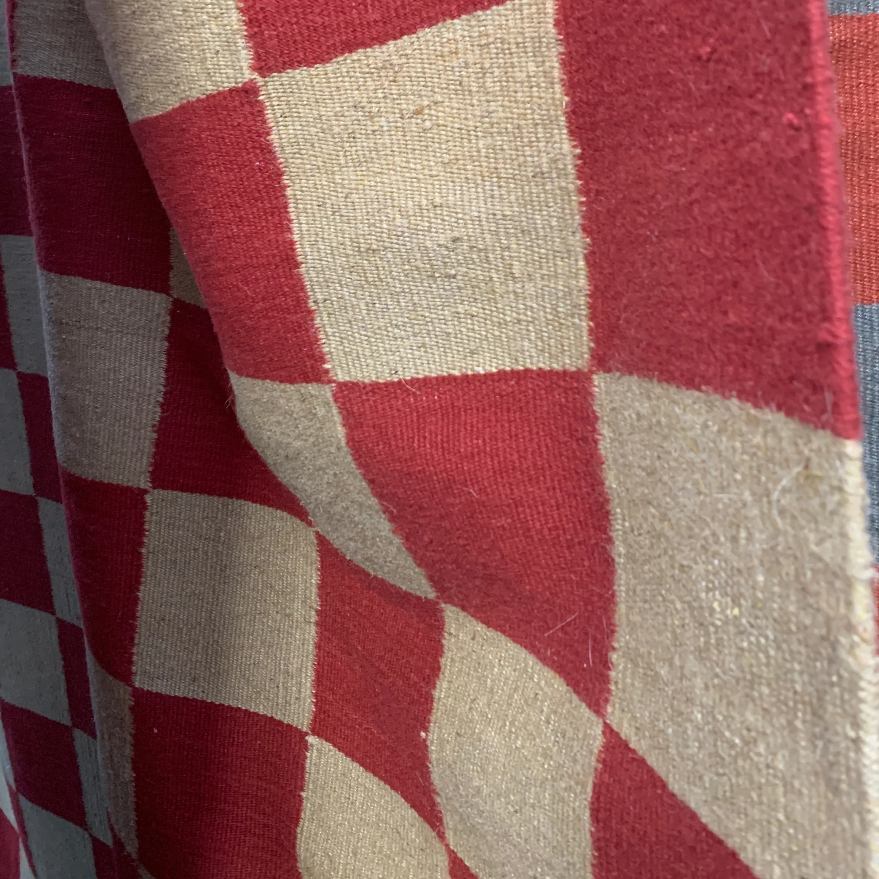 Checkerboard Red & Natural 1.8x2.5m Rug