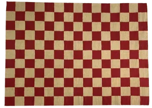 Checkerboard Red & Natural 1.8x2.5m Rug