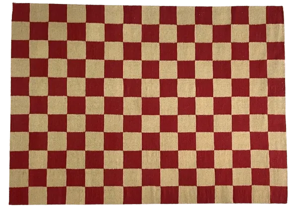 Checkerboard Red & Natural 1.8x2.5m Rug