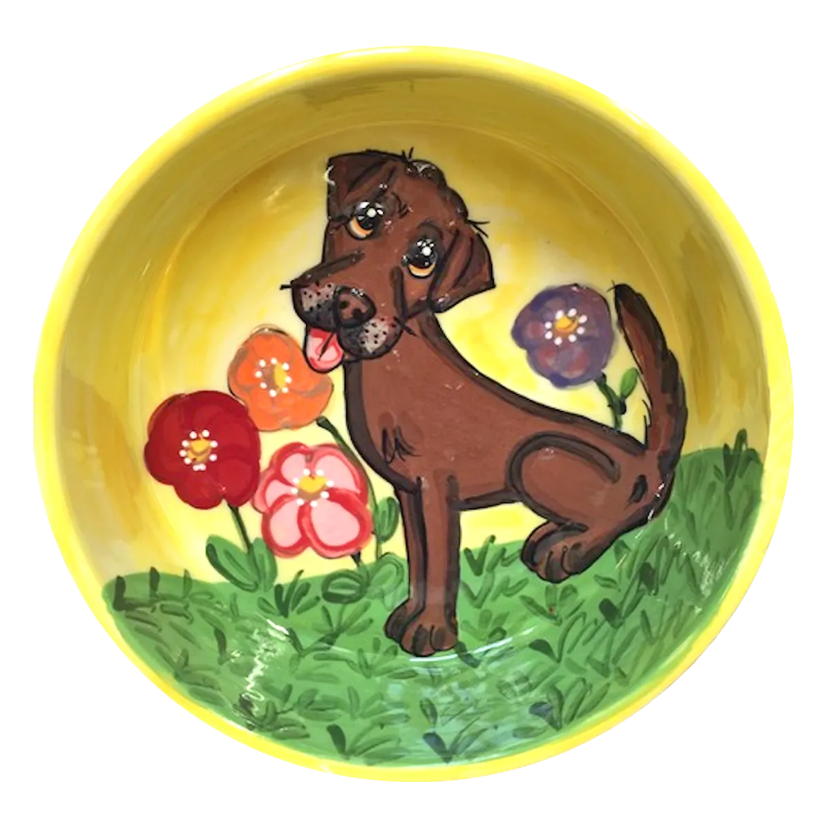 Chocolate Labrador Garden Bowl