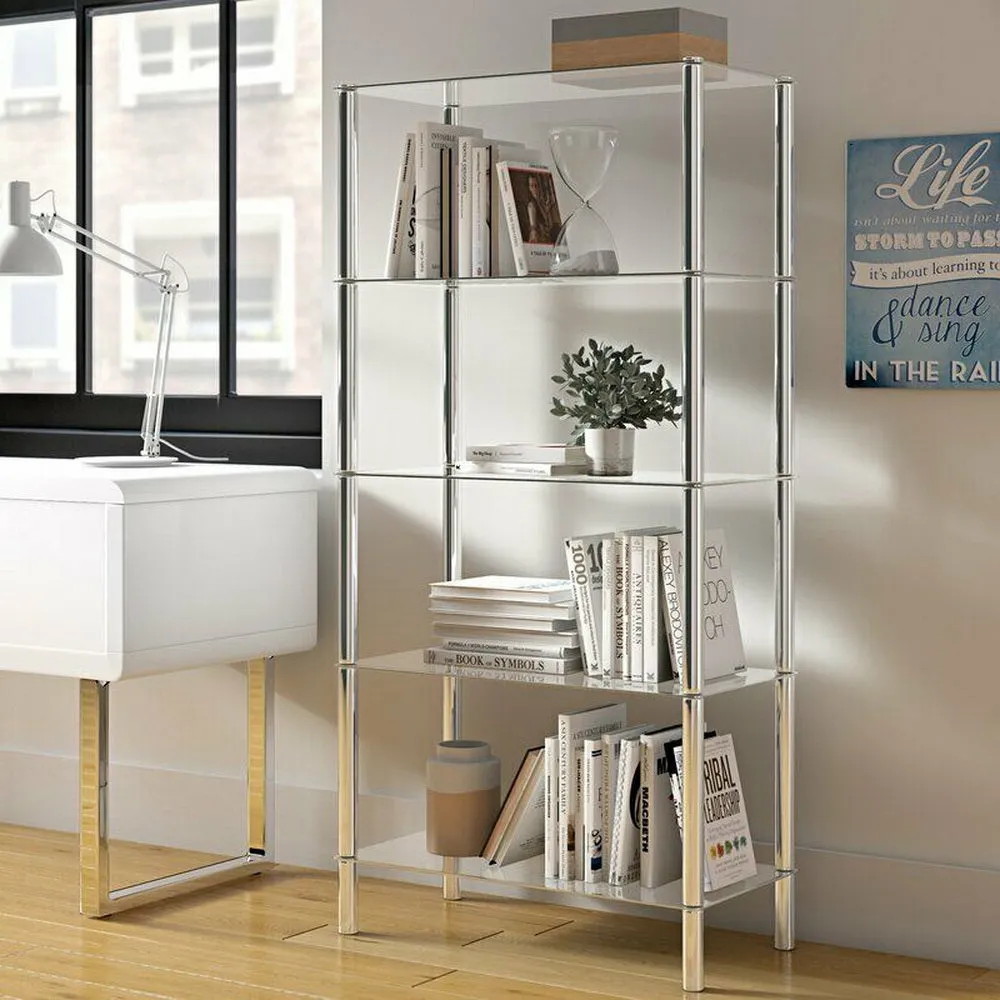 Contour 5-Tier Clear Glass Shelving Display Glass Unit