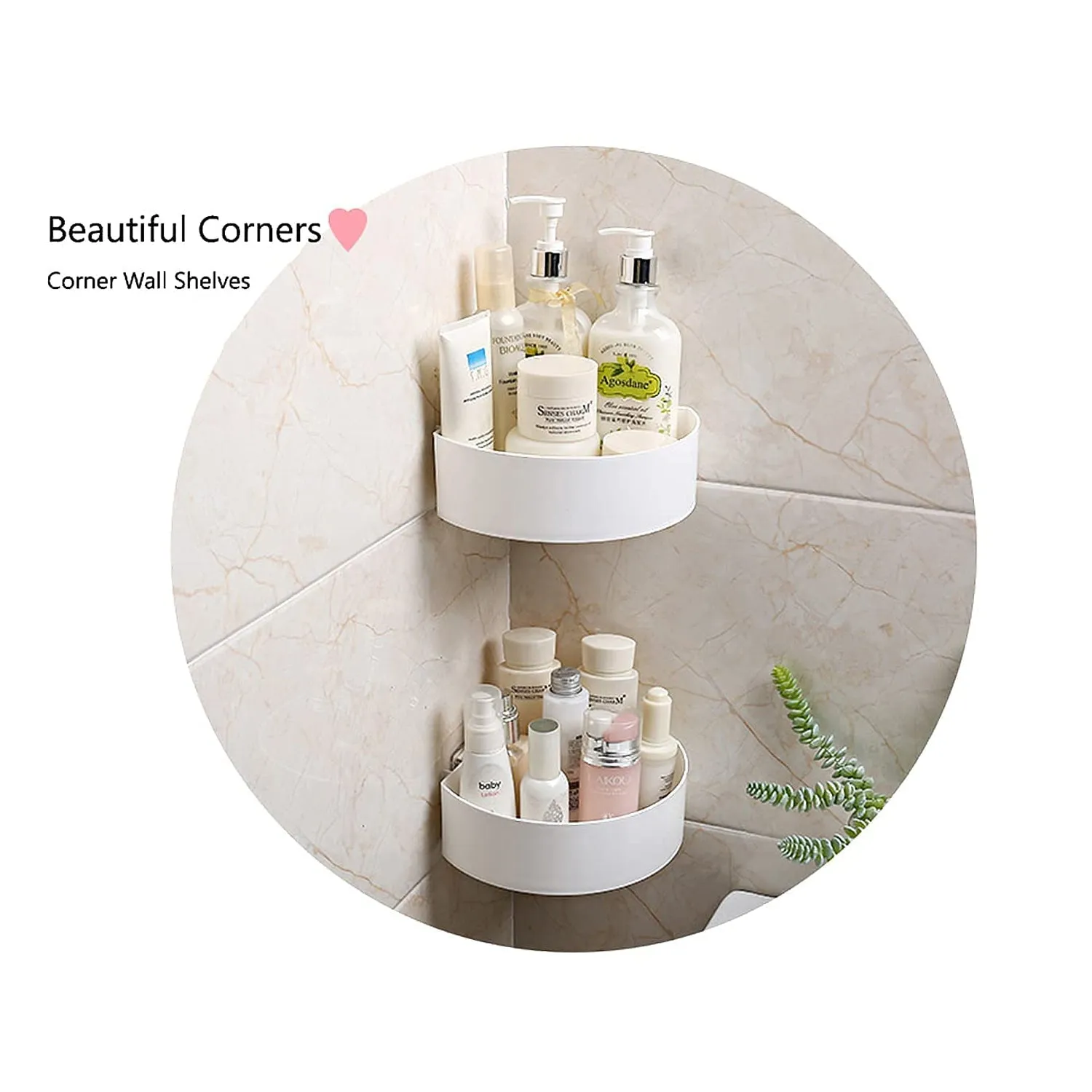 Corner Shelf Bathroom Kitchen Rack Self Adhesive Shower Caddy Plastic Triangle Wall Mount Storage Basket