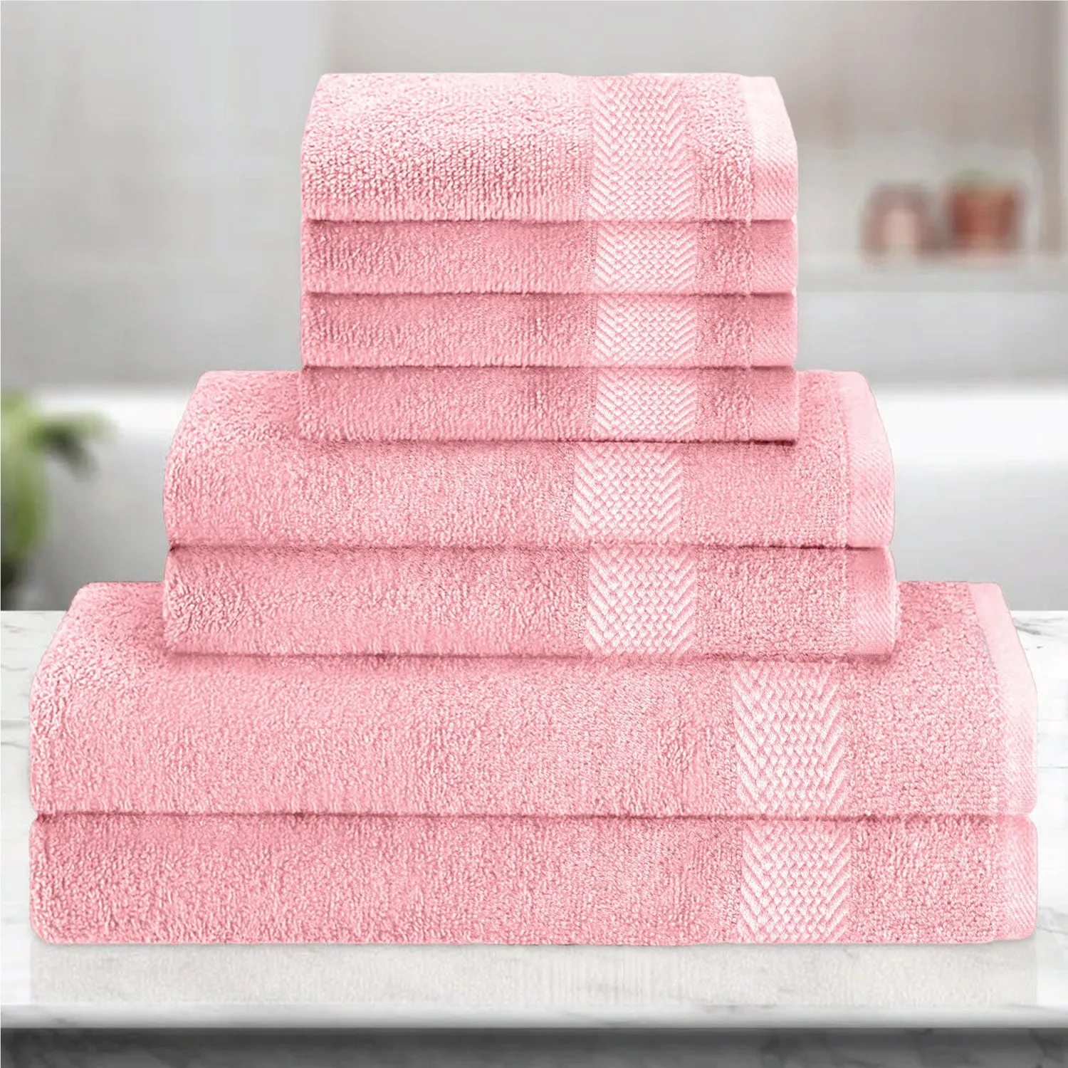 Cotton 8 Piece Towel Set-Soft Feel, Quick Dry, Highly Absorbent Durable Towels