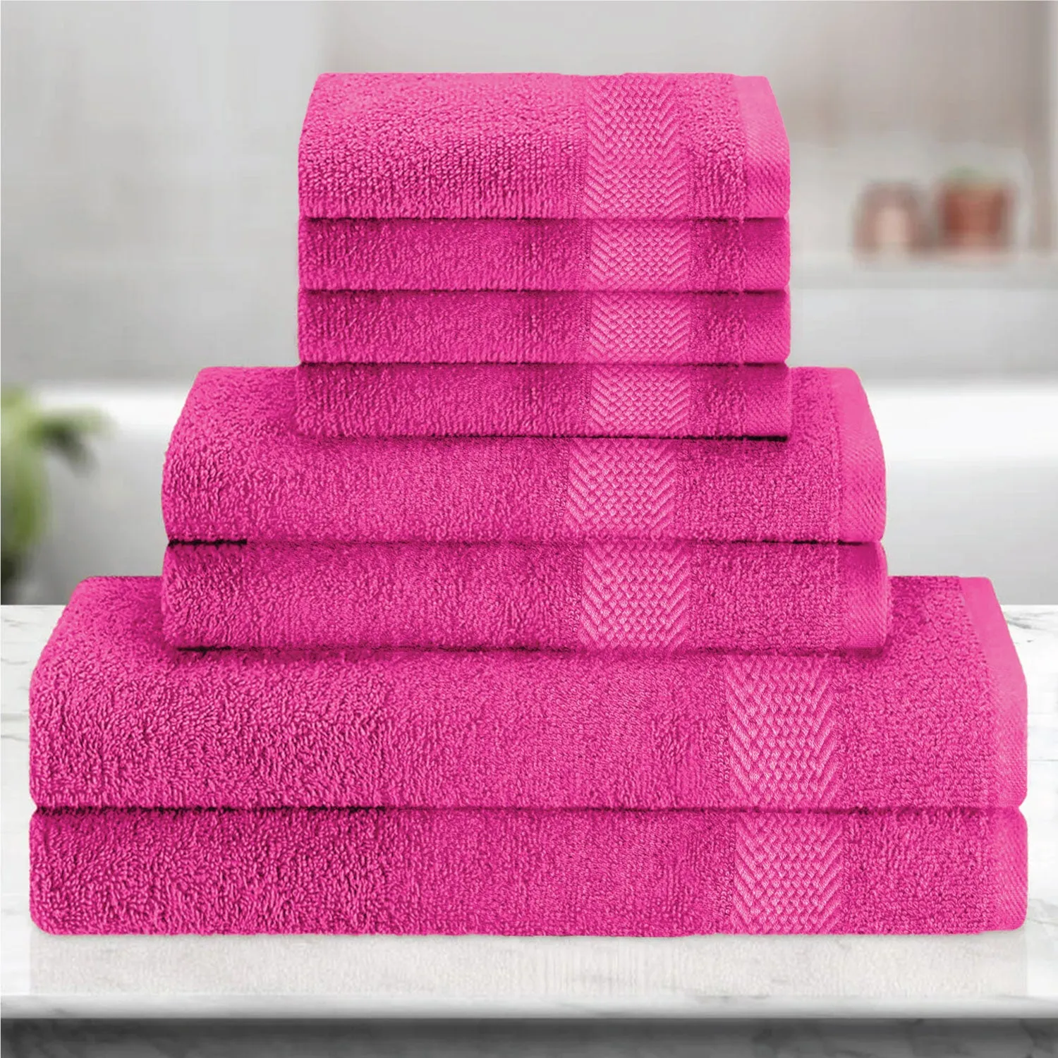 Cotton 8 Piece Towel Set-Soft Feel, Quick Dry, Highly Absorbent Durable Towels