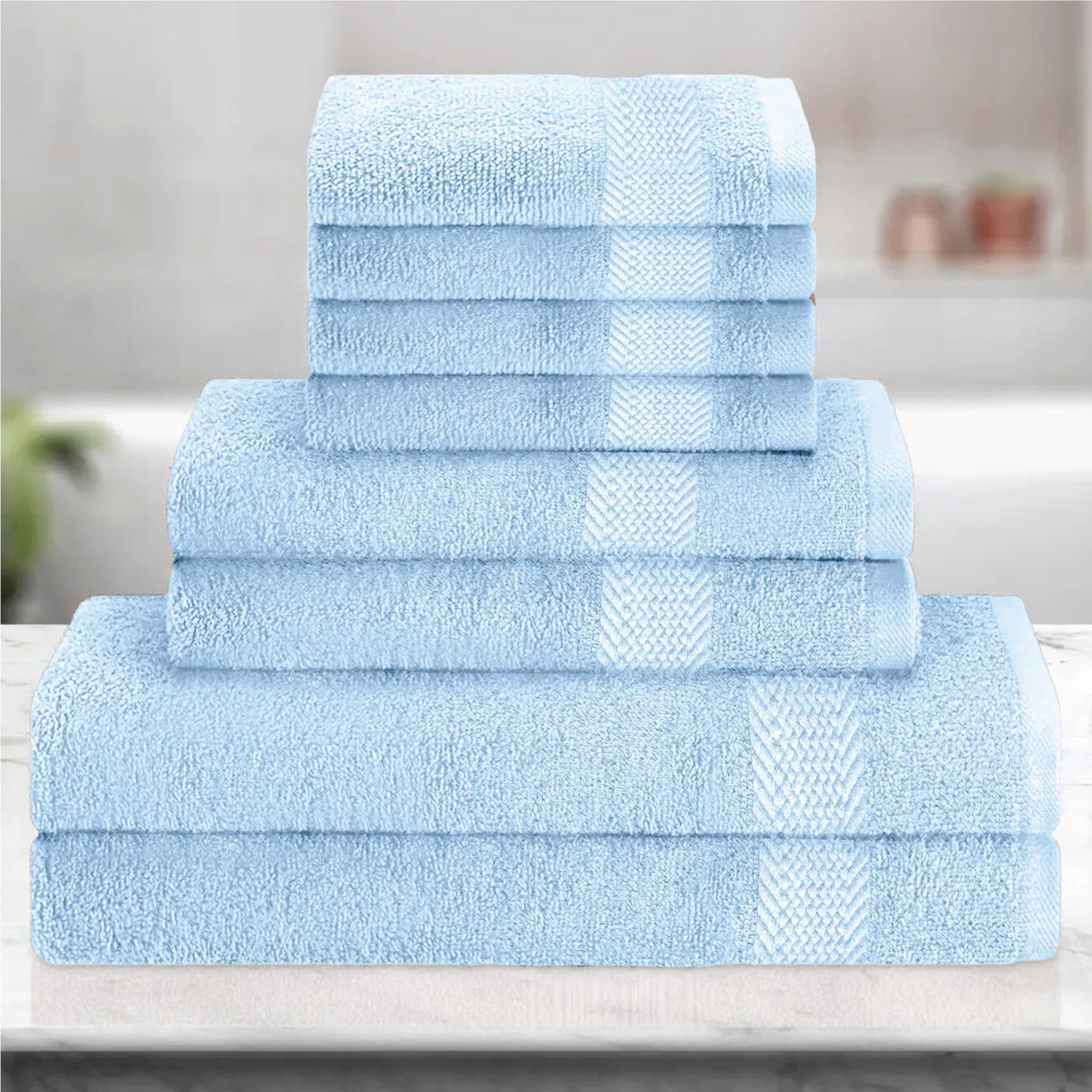 Cotton 8 Piece Towel Set-Soft Feel, Quick Dry, Highly Absorbent Durable Towels