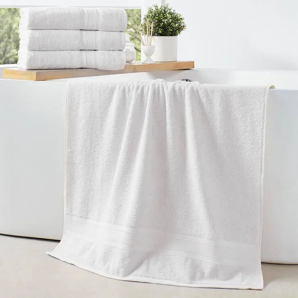 Cotton Bath Towel 70x140 CM 4 Piece Set, White