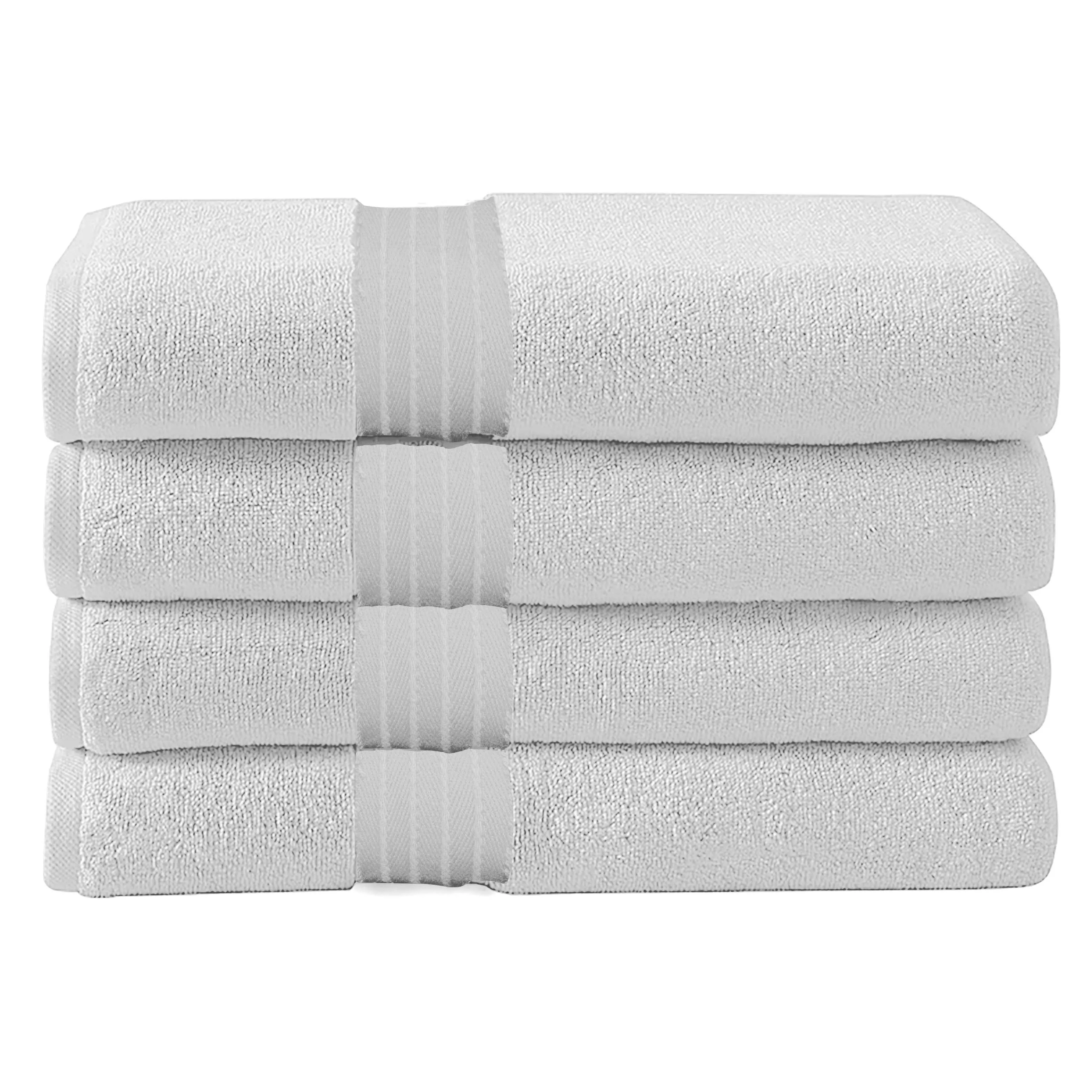 Cotton Bath Towel 70x140 CM 4 Piece Set, White