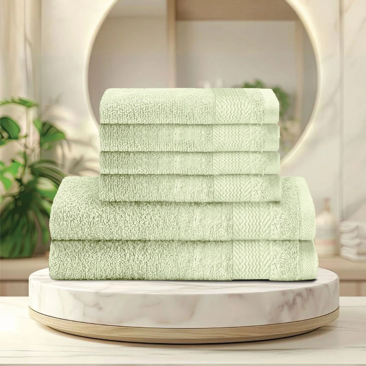 Cotton Face Towel and Hand Towel 6 Piece Set-Soft Feel, Quick Dry, Highly Absorbent Durable Towels