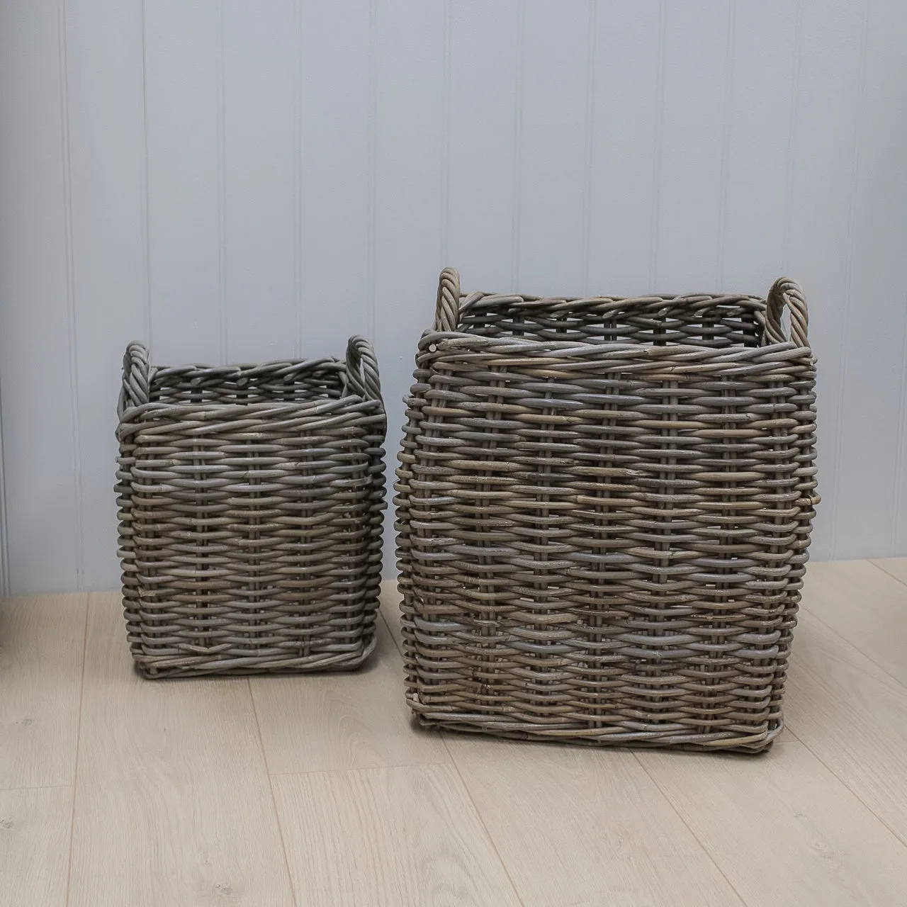 Curved Rattan Basket with Handles