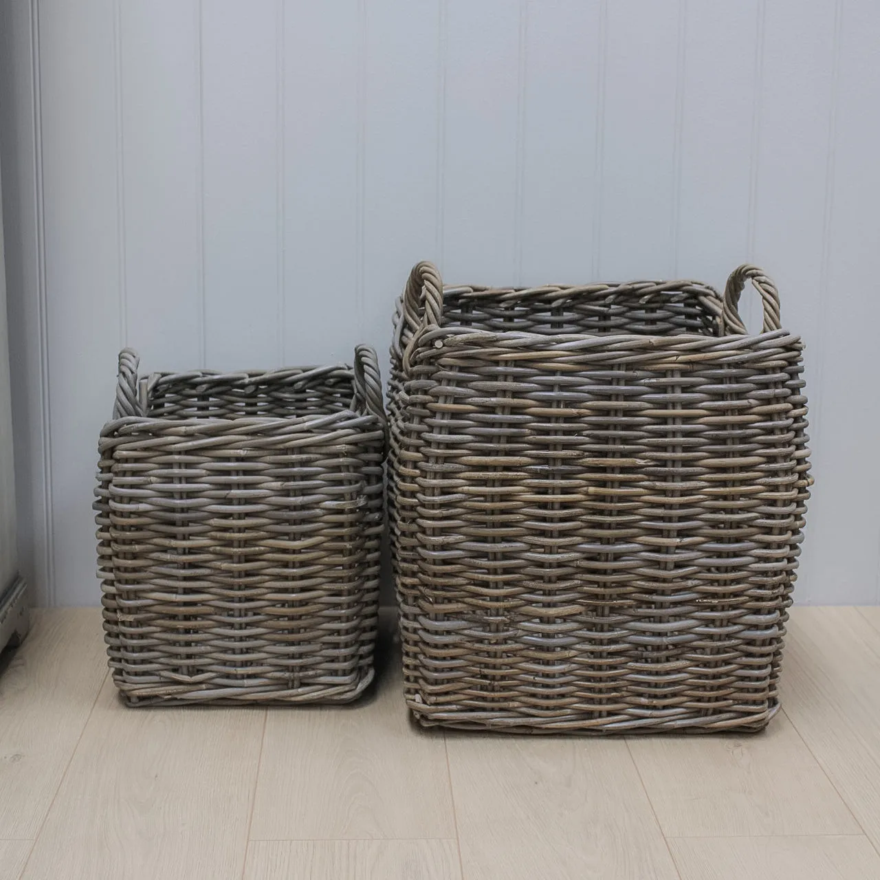 Curved Rattan Basket with Handles