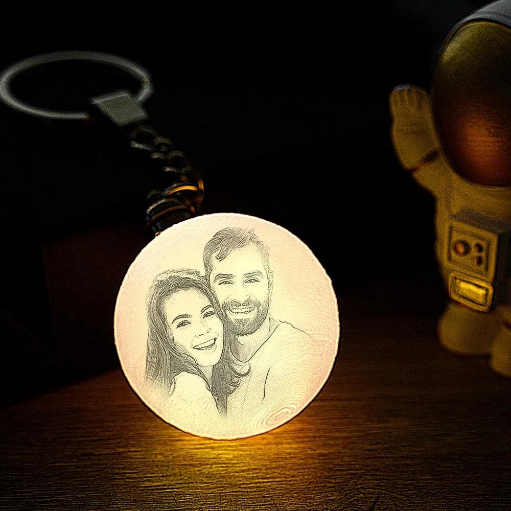 Custom 3D Printed Photo Moon Lamp Keychain