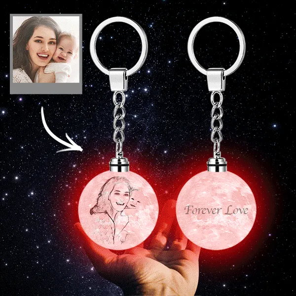 Custom 3D Printed Photo Moon Lamp Keychain