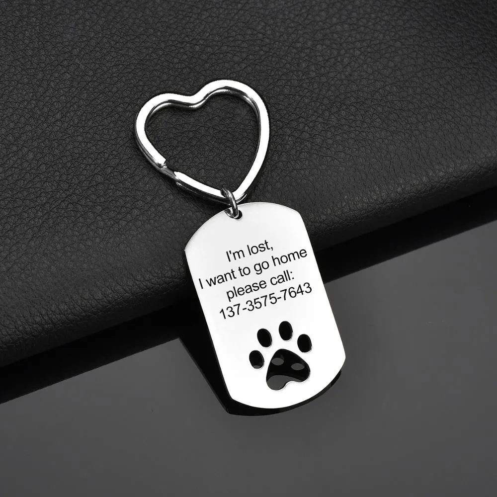 Custom Engraving Pet Paw Keychains