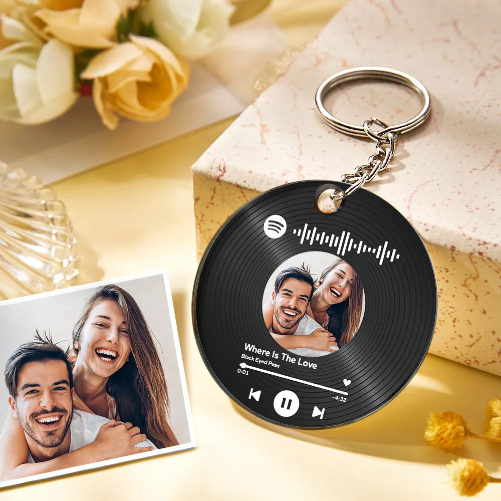 Custom Music Song Calendar Keychains Scannable Spotify Code Acrylic Gifts for Couple