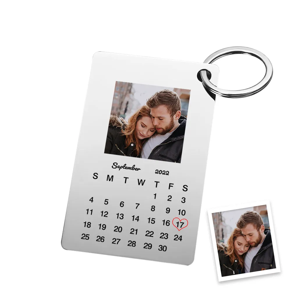 Custom Photo Keychain Calendar Keychain Personalized Keychain Wedding Anniversary Gift