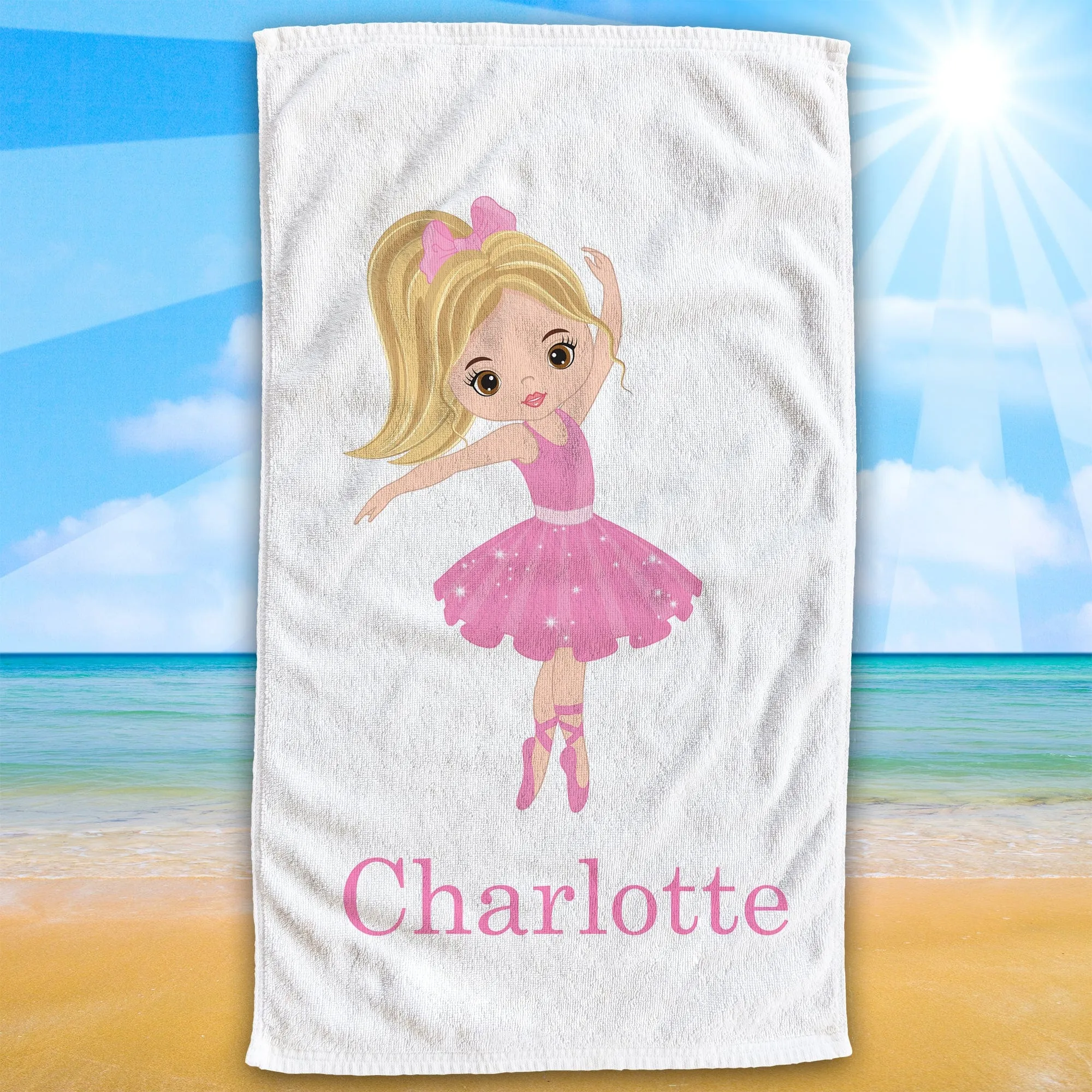 Dance Diva Delights - Monogrammed Ballerina Towels! | large 30"x60" beach Towel