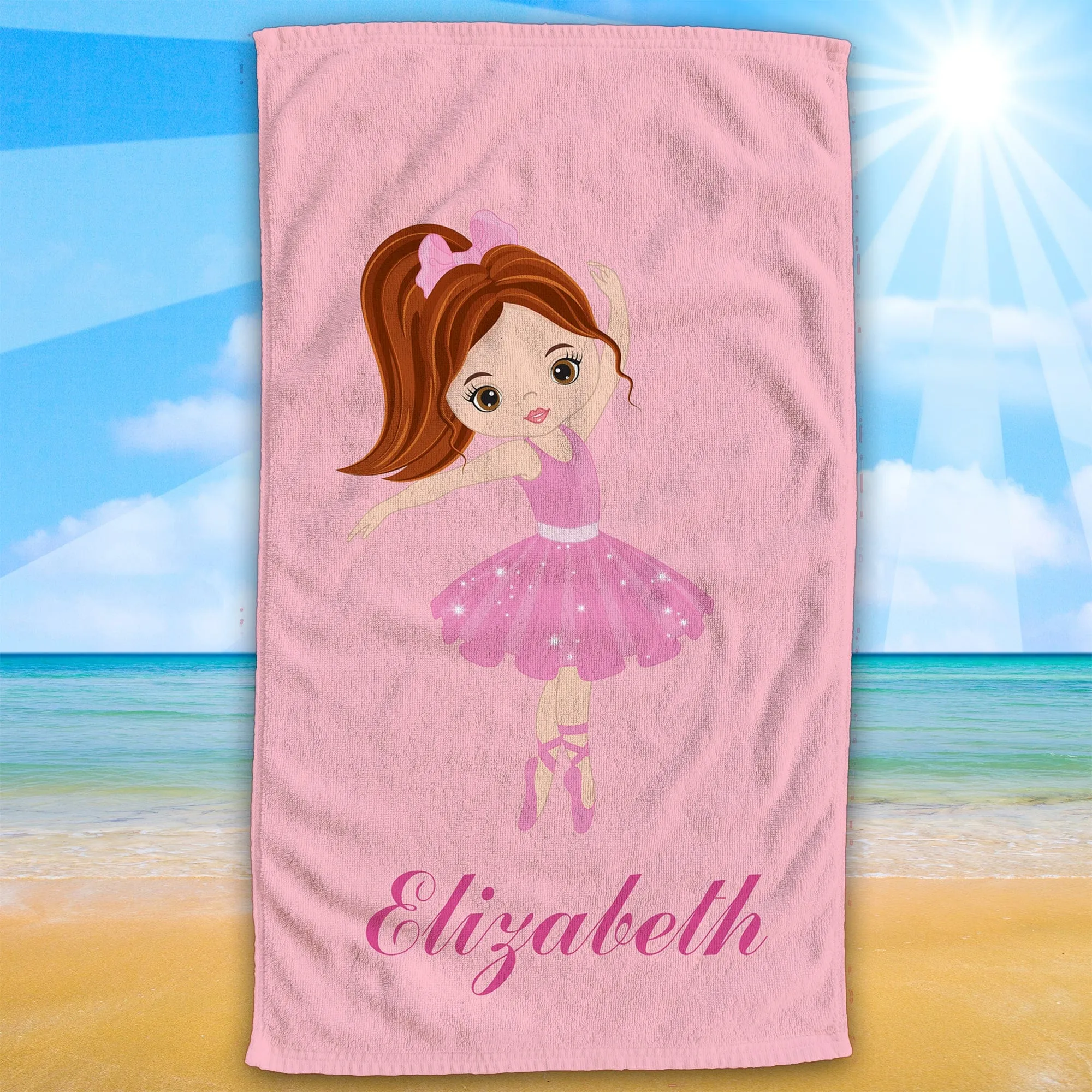 Dance Diva Delights - Monogrammed Ballerina Towels! | large 30"x60" beach Towel