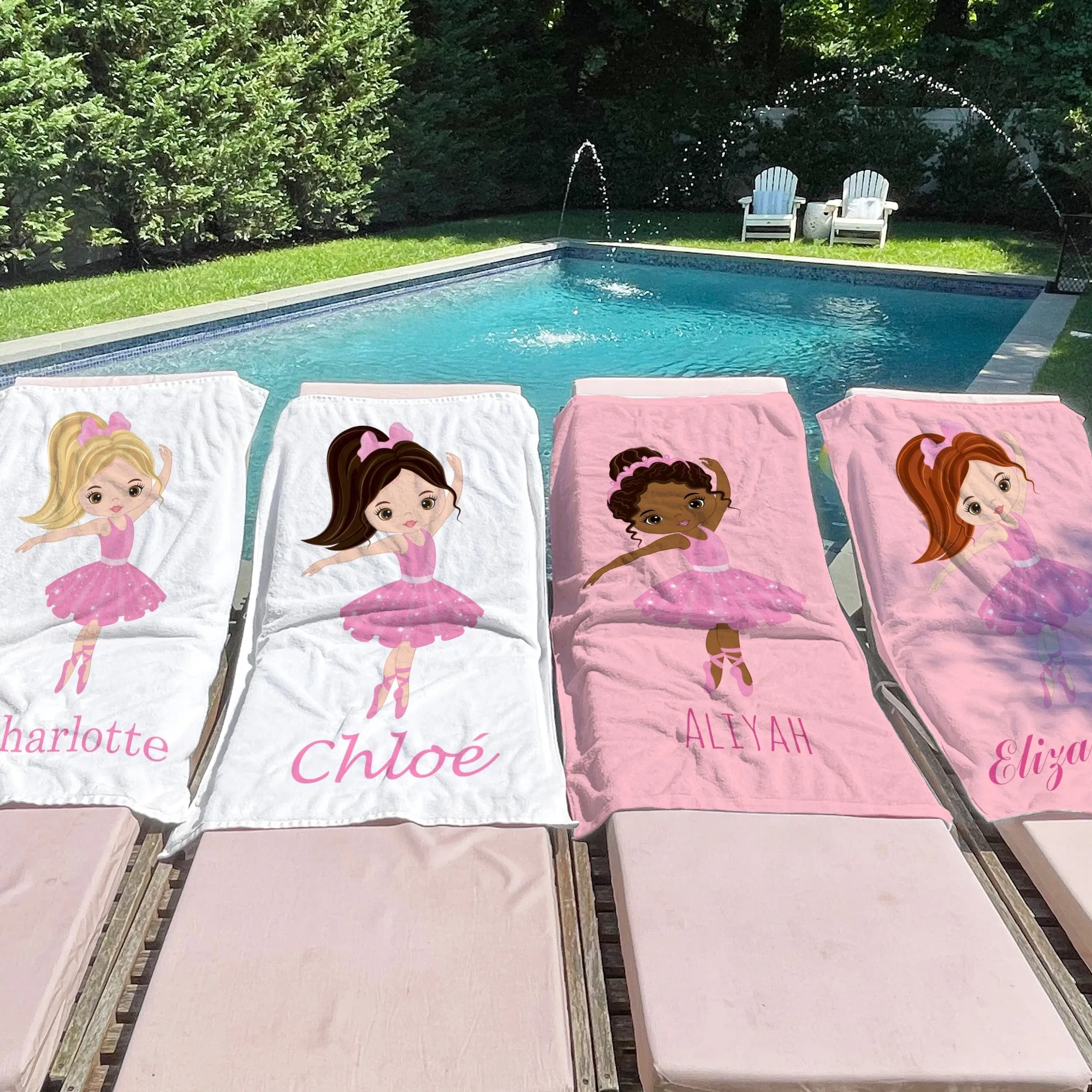 Dance Diva Delights - Monogrammed Ballerina Towels! | large 30"x60" beach Towel