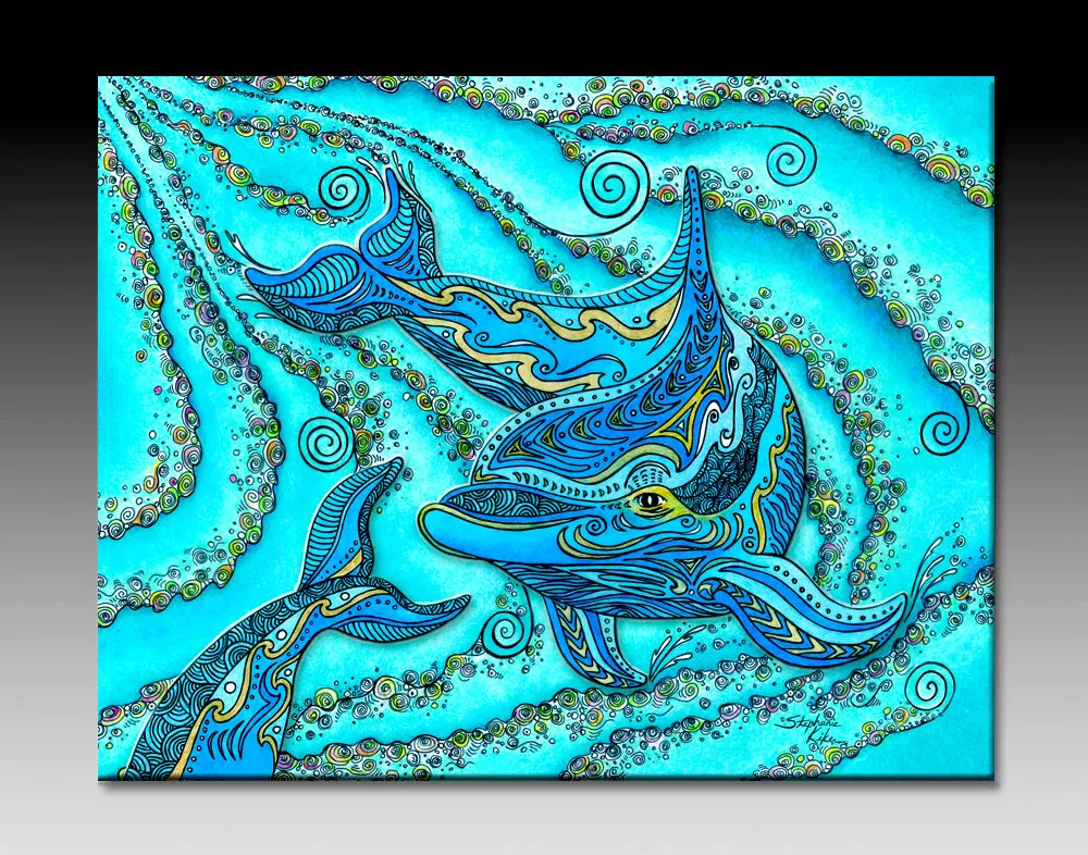 Dolphin Play Ceramic Tile