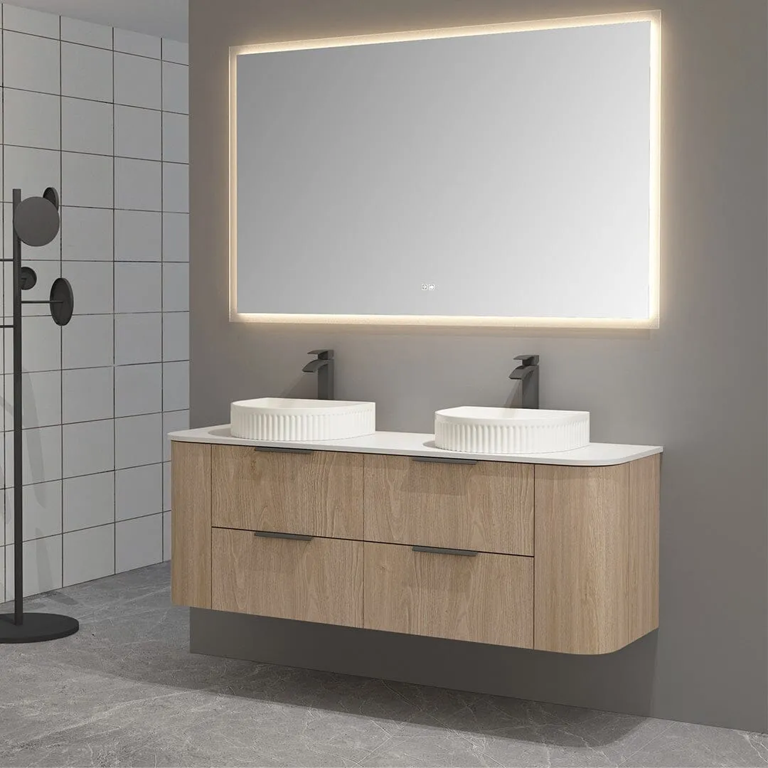 Ellie 1500mm Curved Wall Hung Vanity Double Bowls