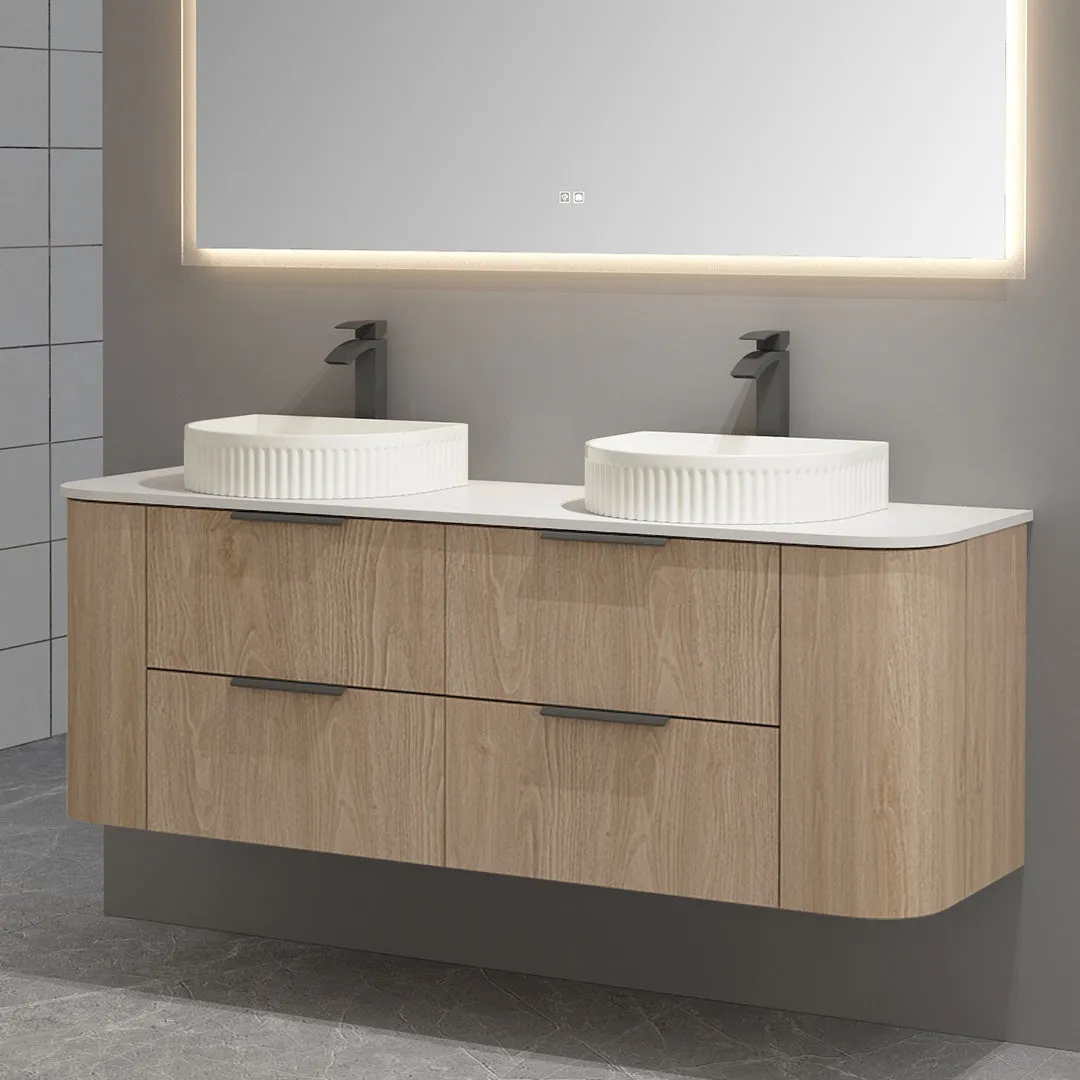 Ellie 1500mm Curved Wall Hung Vanity Double Bowls