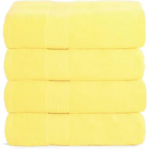 Elvana Home Ring Spun Cotton bath towel set, 4 pieces, yellow