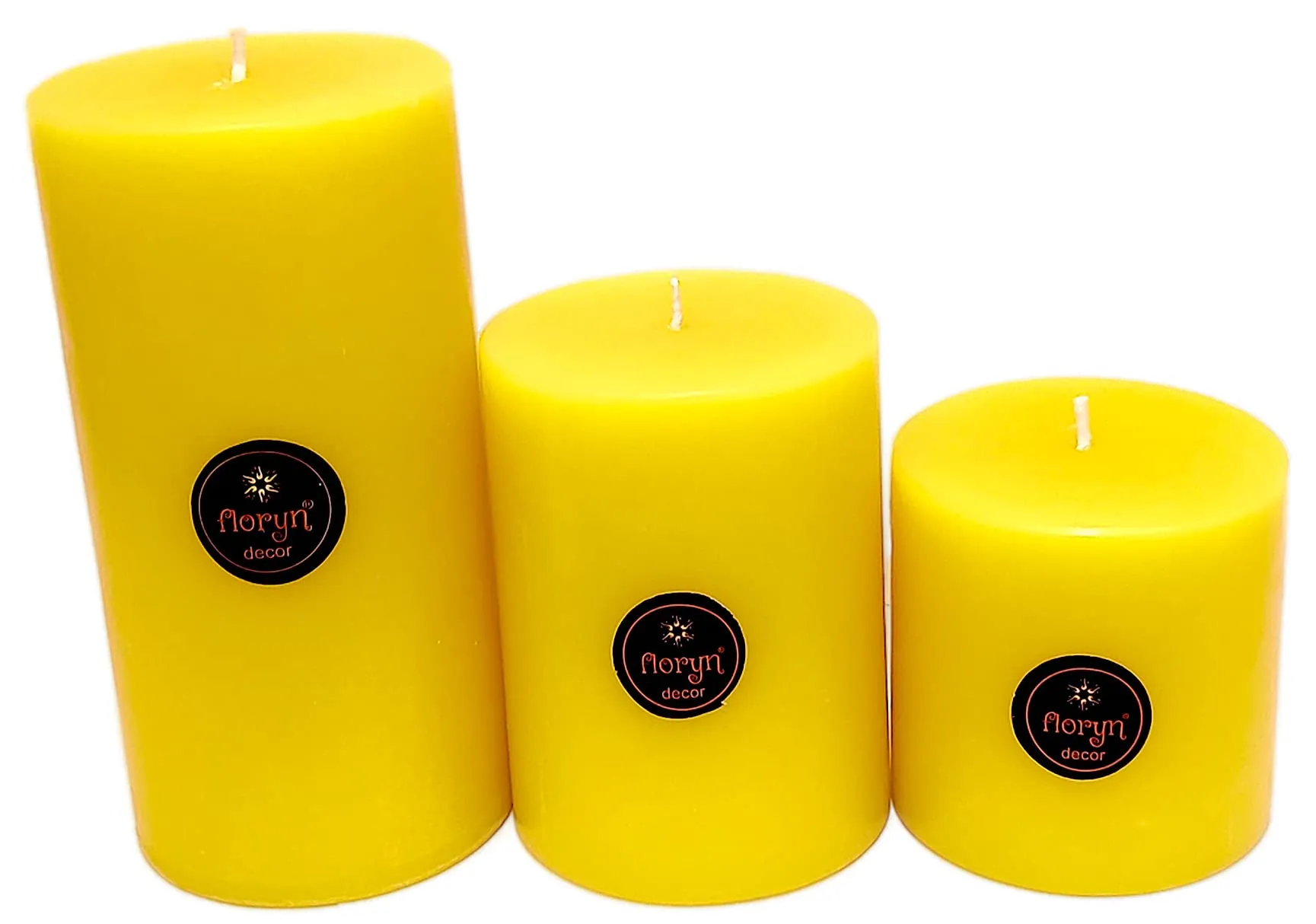 Floryn Decor Scented Pillar Candles for Home Decoration | Fragrance Candle Set of 3 Big Candles | Size- 3by 6, 3 by 4 & 3 by 3 inches, Scent- Vanilla