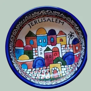 Gift for Home Armenian Ceramic Bowl for serving or decoration. Holy Land Jerusalem motif.