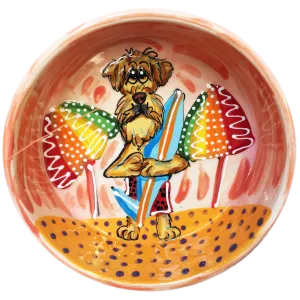 Golden Doodle Beach Handmade Ceramic Dog Bowl