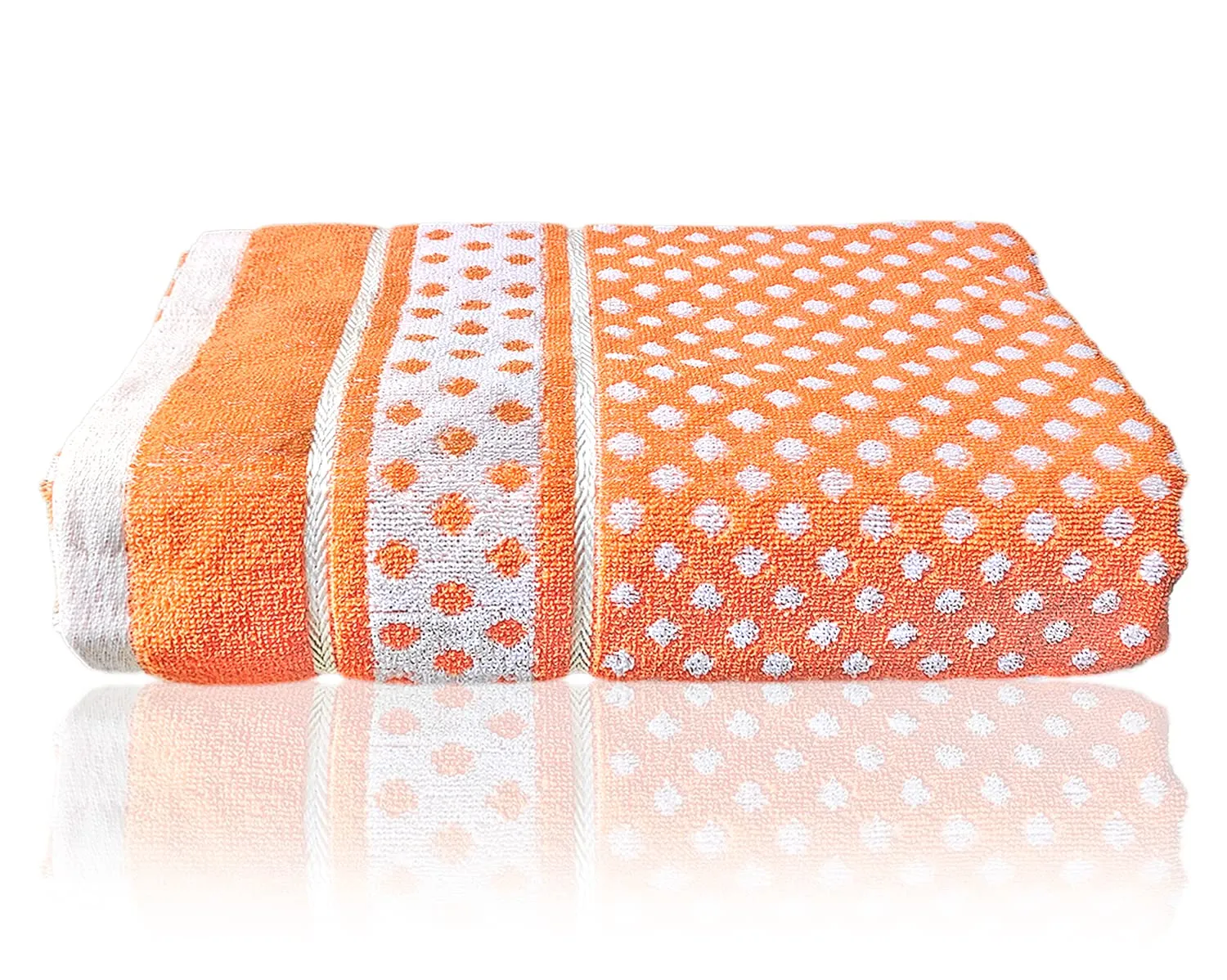 Heart Home Multiuses Dot Printed Soft Cotton Bath Towel, 30"x60"- Pack of 2 (Orange & Sky Blue)