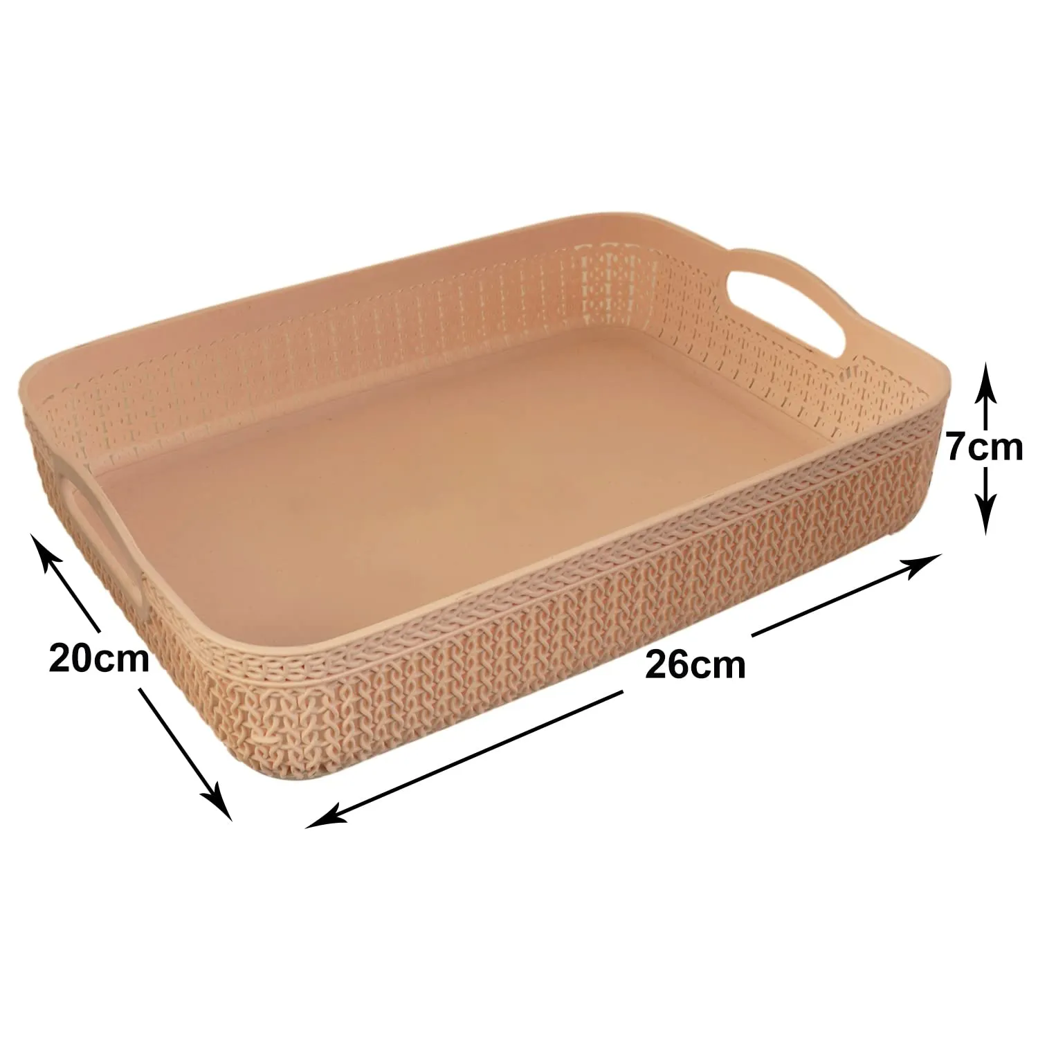 Heart Home Q-3 Designer Plastic Storage Basket For Store Fruits, Vegetables, Magazines, Cosmetics, Stationary Pack of 4 (Brown & Green & Grey & Coffee)-50HH01552